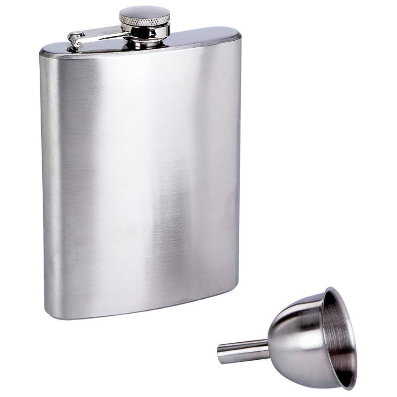 8OZ STAINLESS FLASK W/FUNNEL