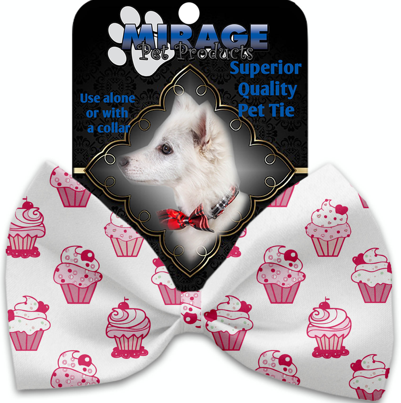 Pink Whimsy Cupcakes Pet Bow Tie