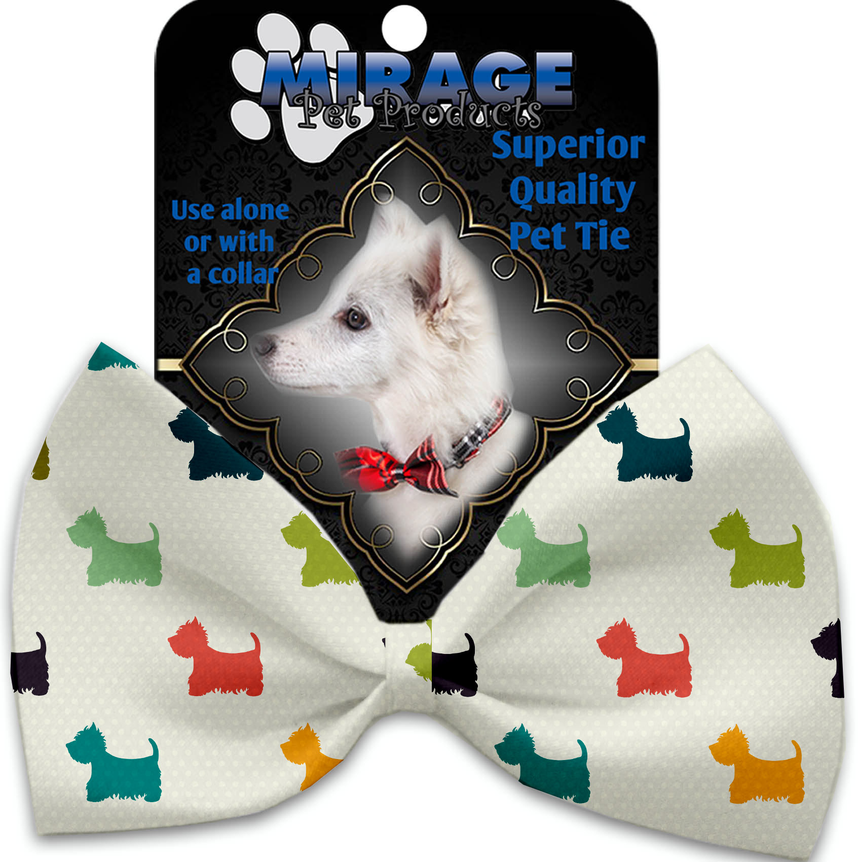 It is a Westie's World Pet Bow Tie Collar Accessory with Velcro