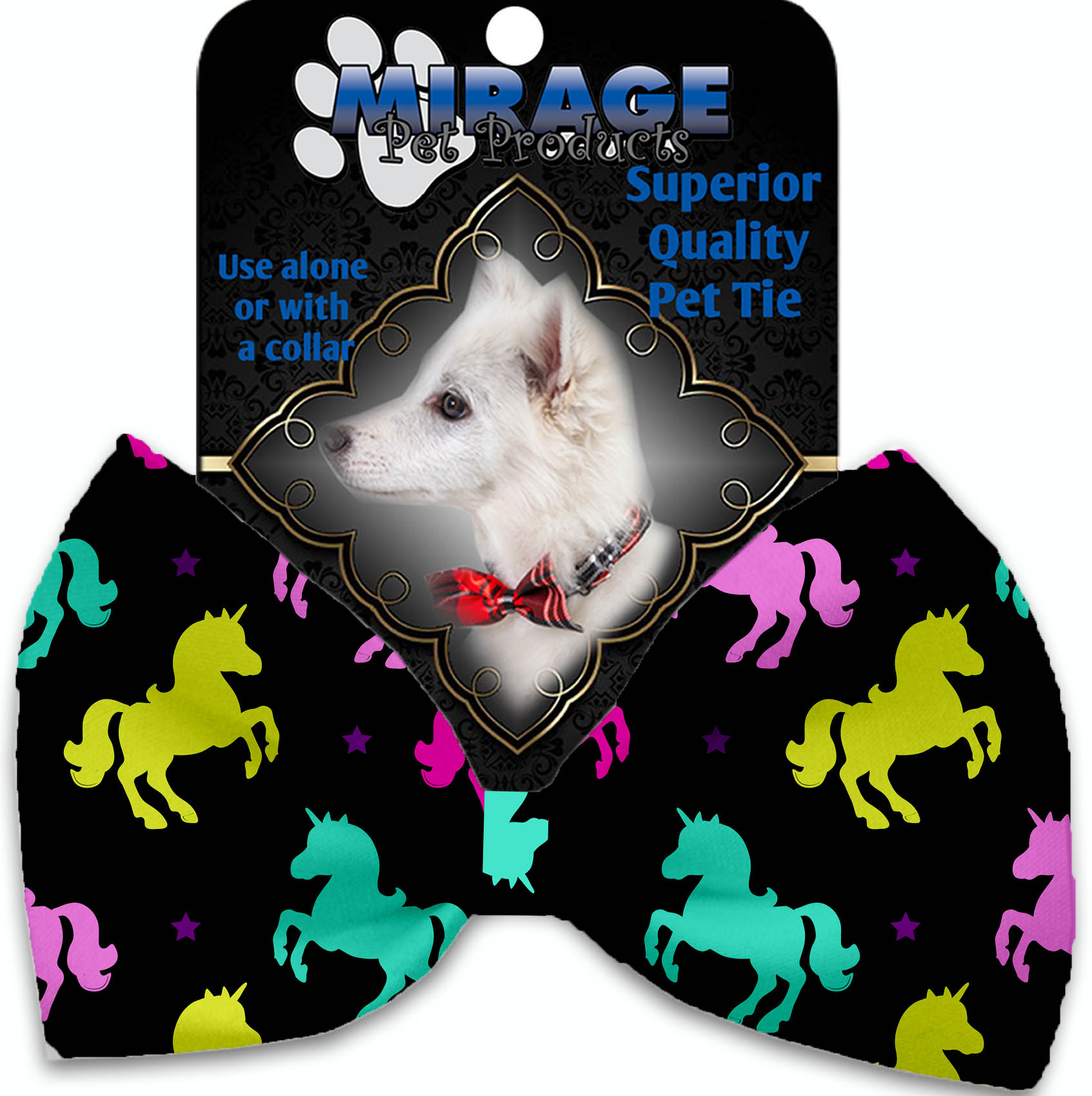Confetti Unicorns Pet Bow Tie Collar Accessory with Velcro