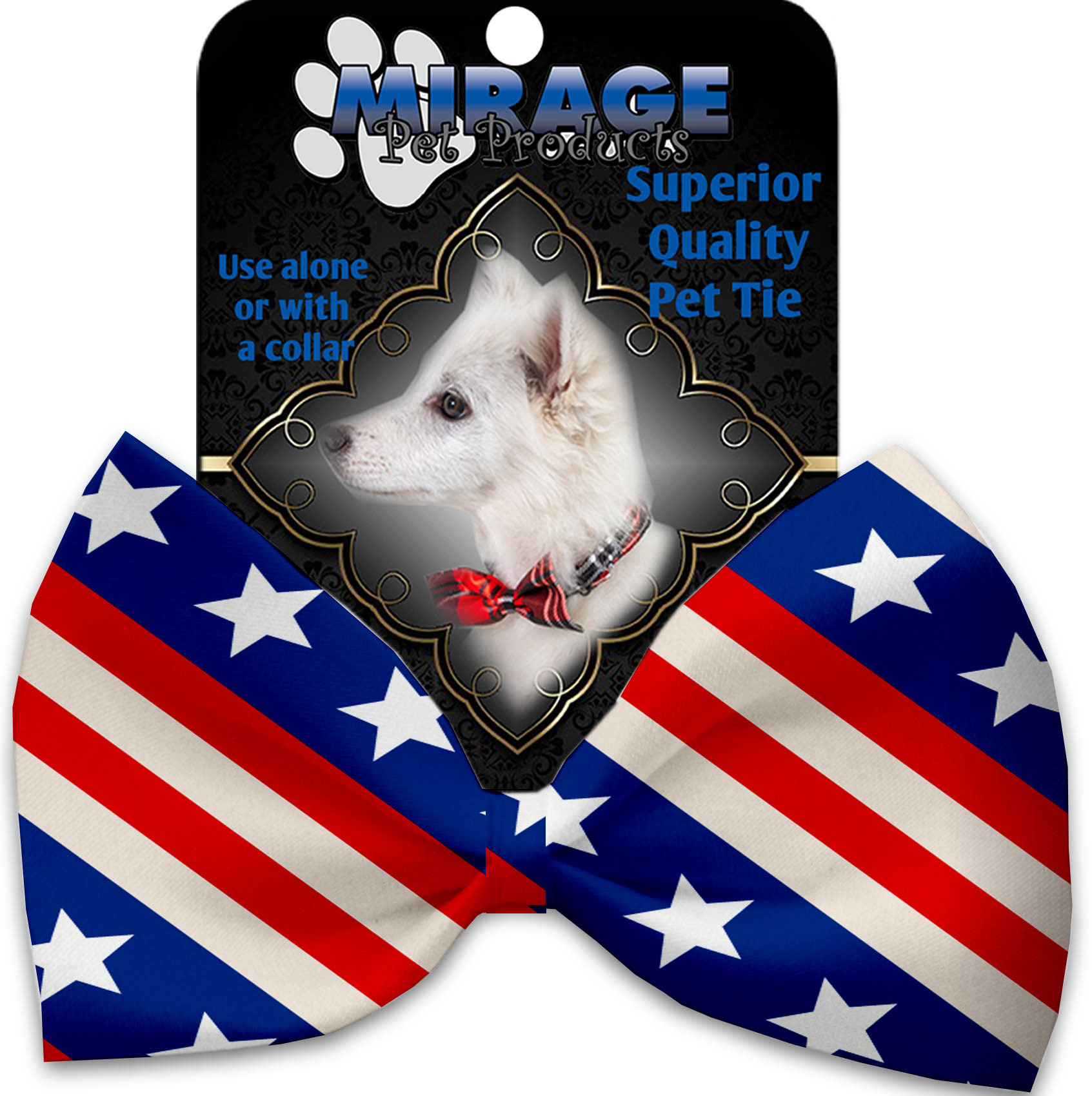 Stars and Stripes Pet Bow Tie Collar Accessory with Velcro