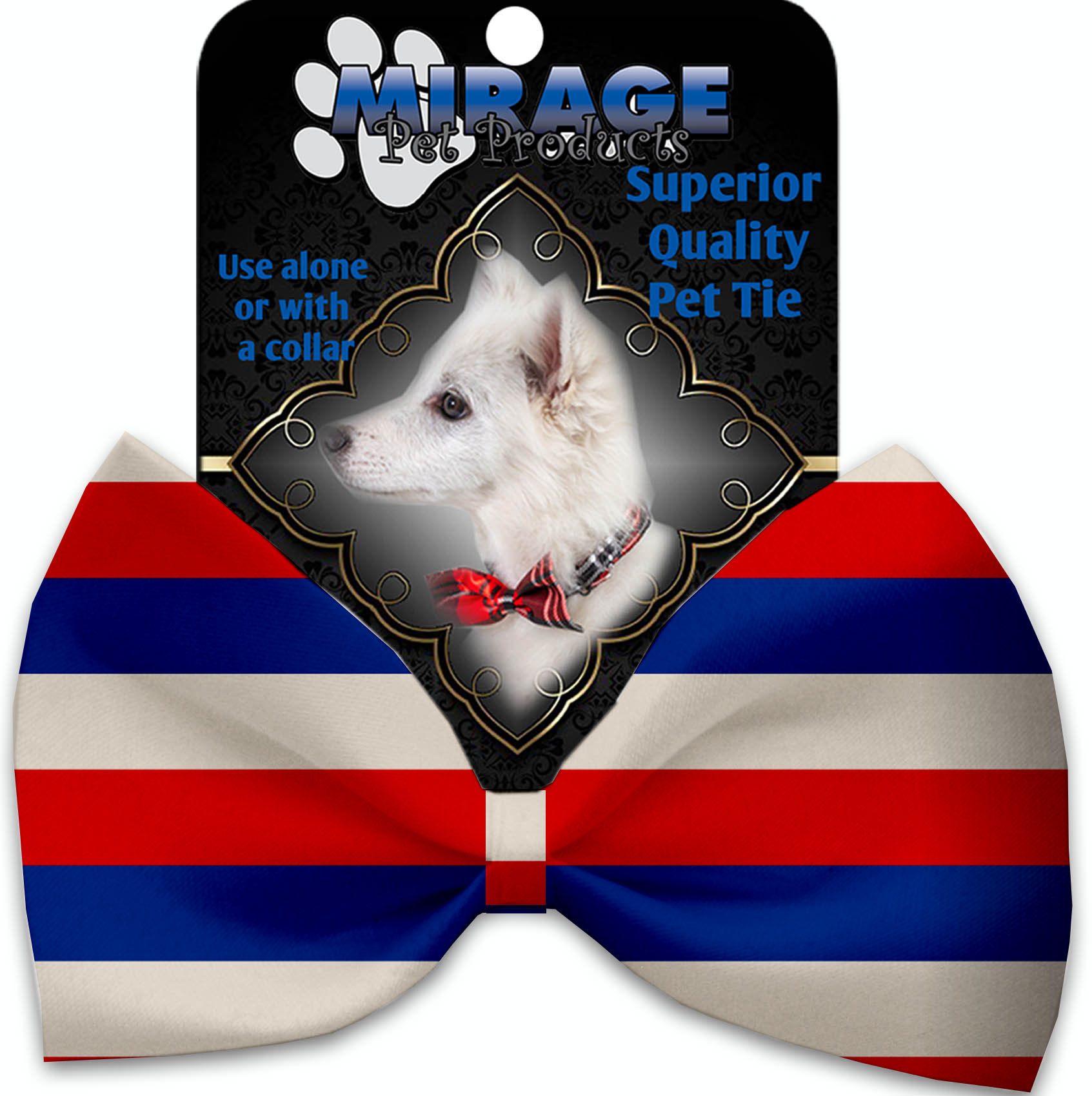 Patriotic Stripes Pet Bow Tie Collar Accessory with Velcro