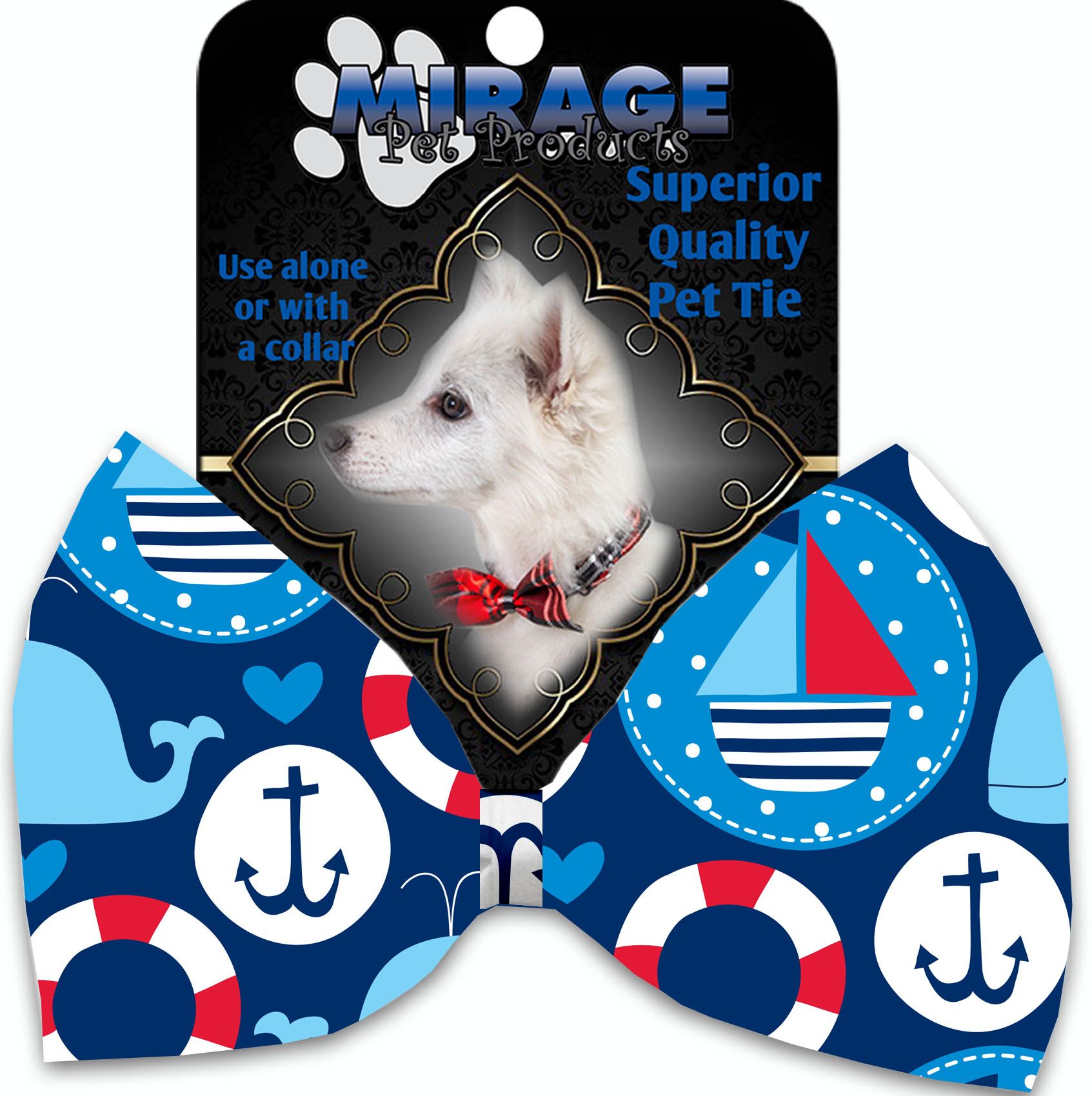 Anchors Away Pet Bow Tie Collar Accessory with Velcro