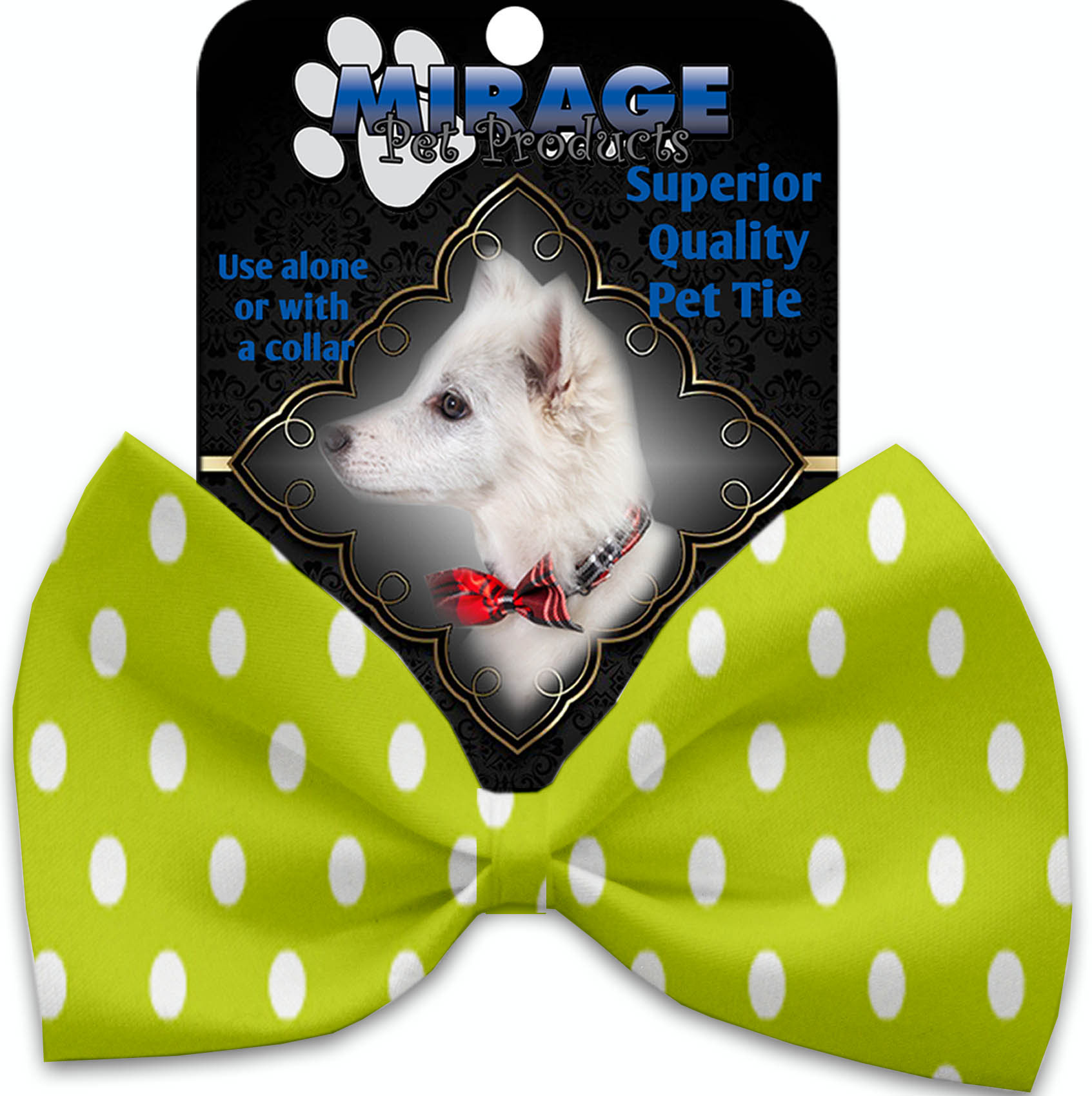 Lime Green Polka Dots Pet Bow Tie