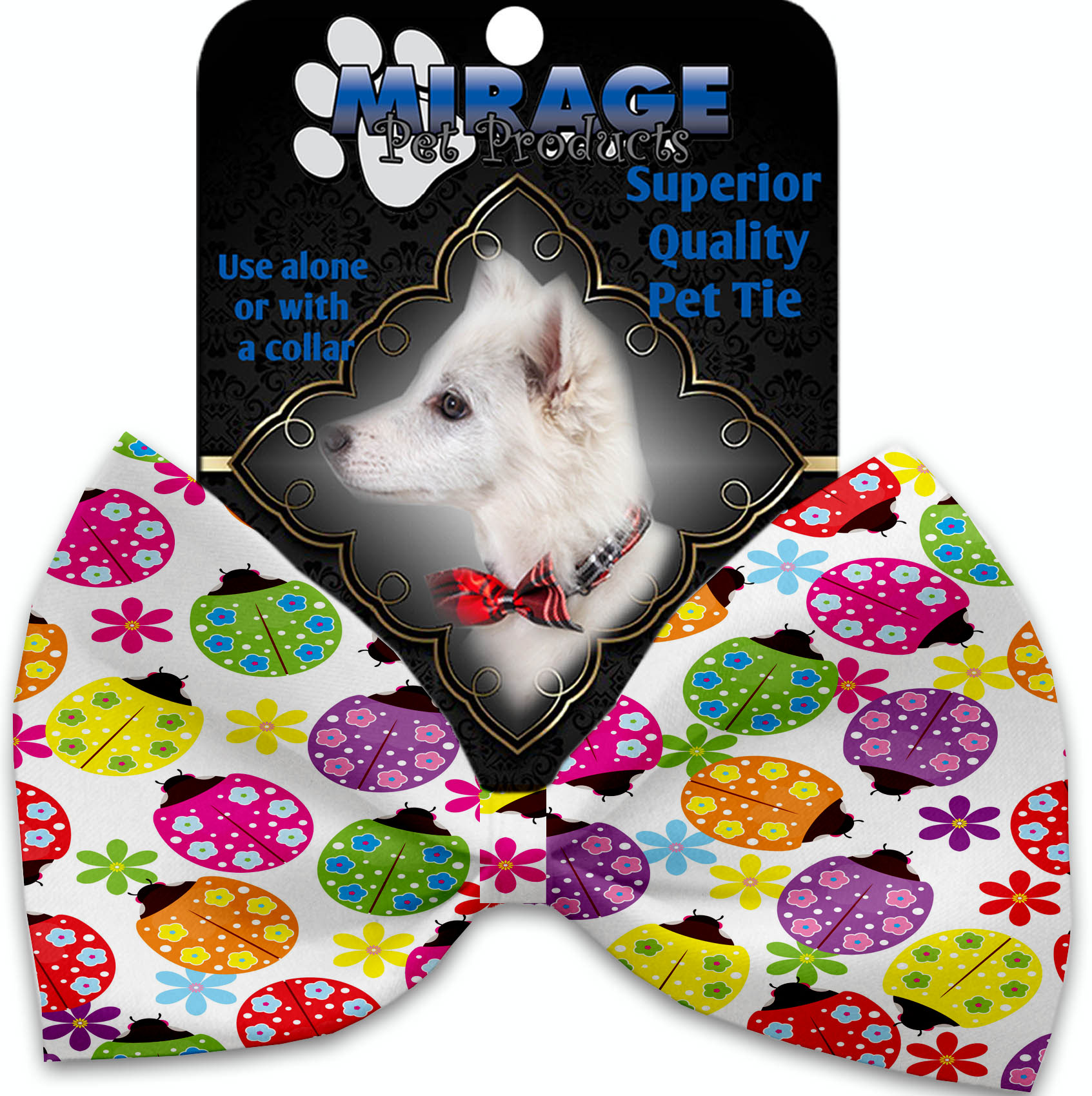 Bright Ladybugs Pet Bow Tie Collar Accessory with Velcro