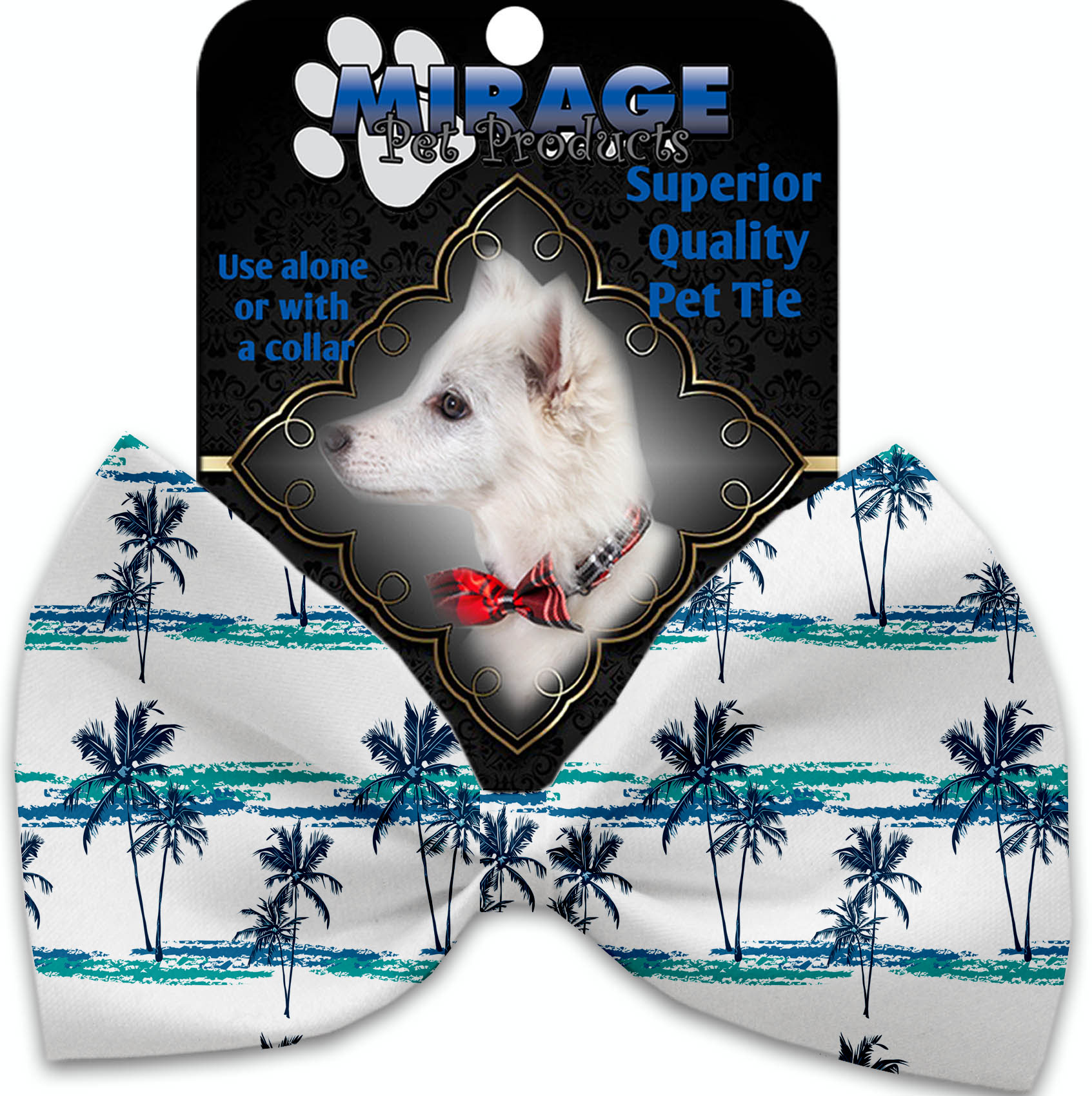 Palm Tree Paradise Pet Bow Tie Collar Accessory with Velcro
