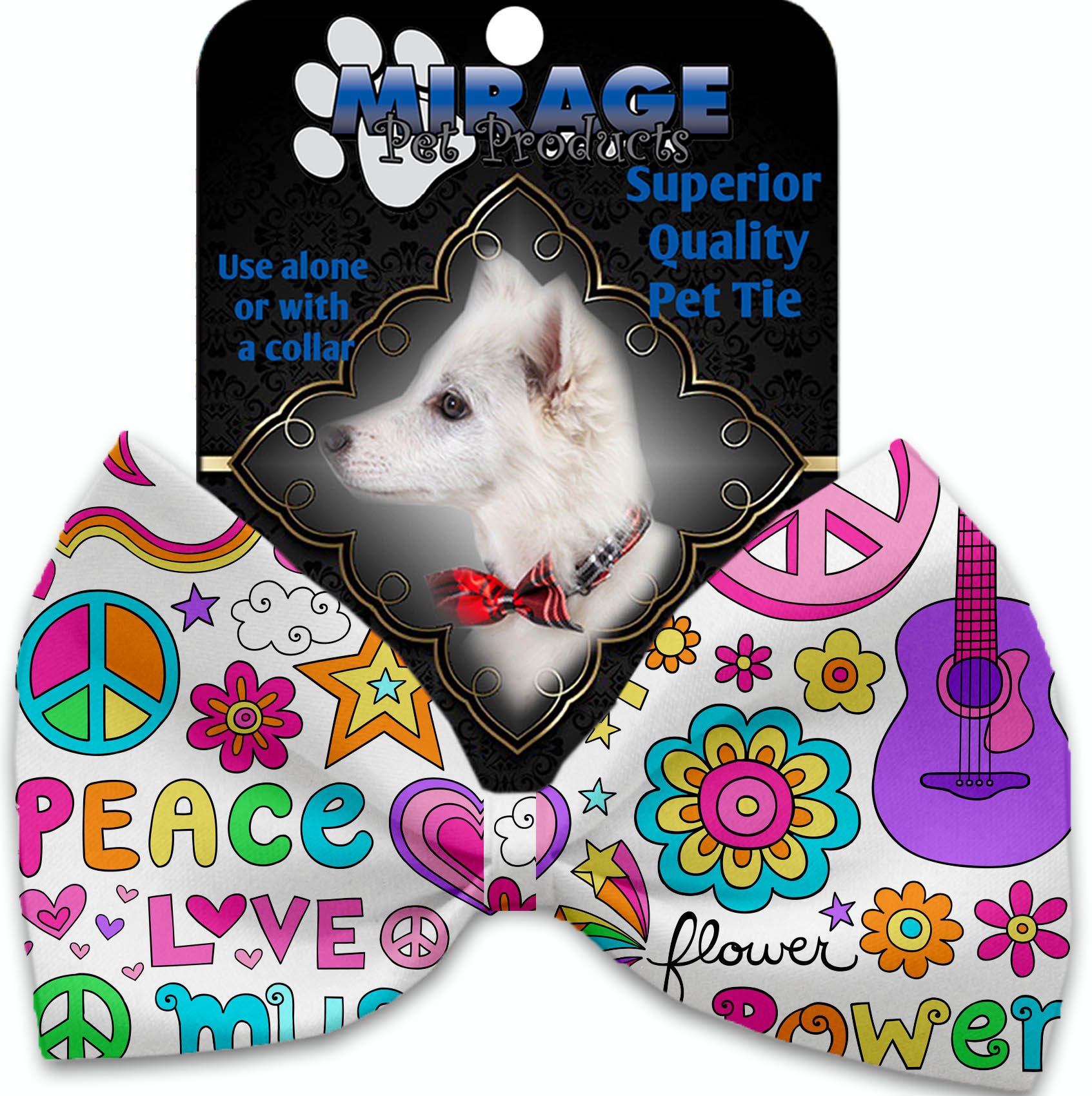Hippy Love Pet Bow Tie Collar Accessory with Velcro