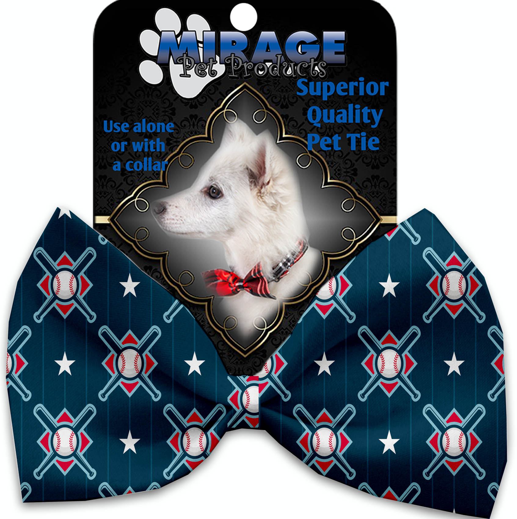 Bats and Balls Pet Bow Tie Collar Accessory with Velcro