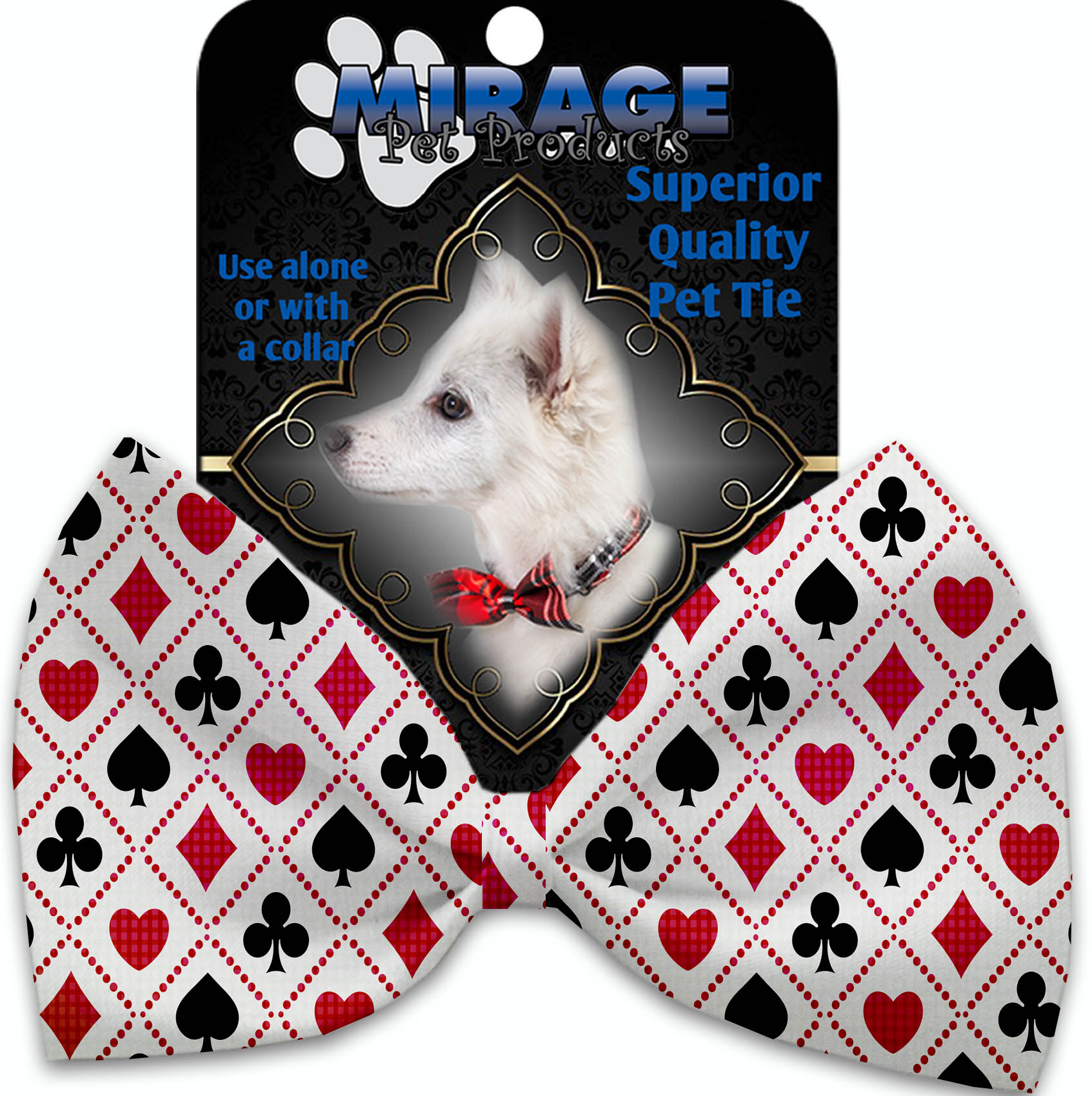 Deck of Cards Pet Bow Tie Collar Accessory with Velcro