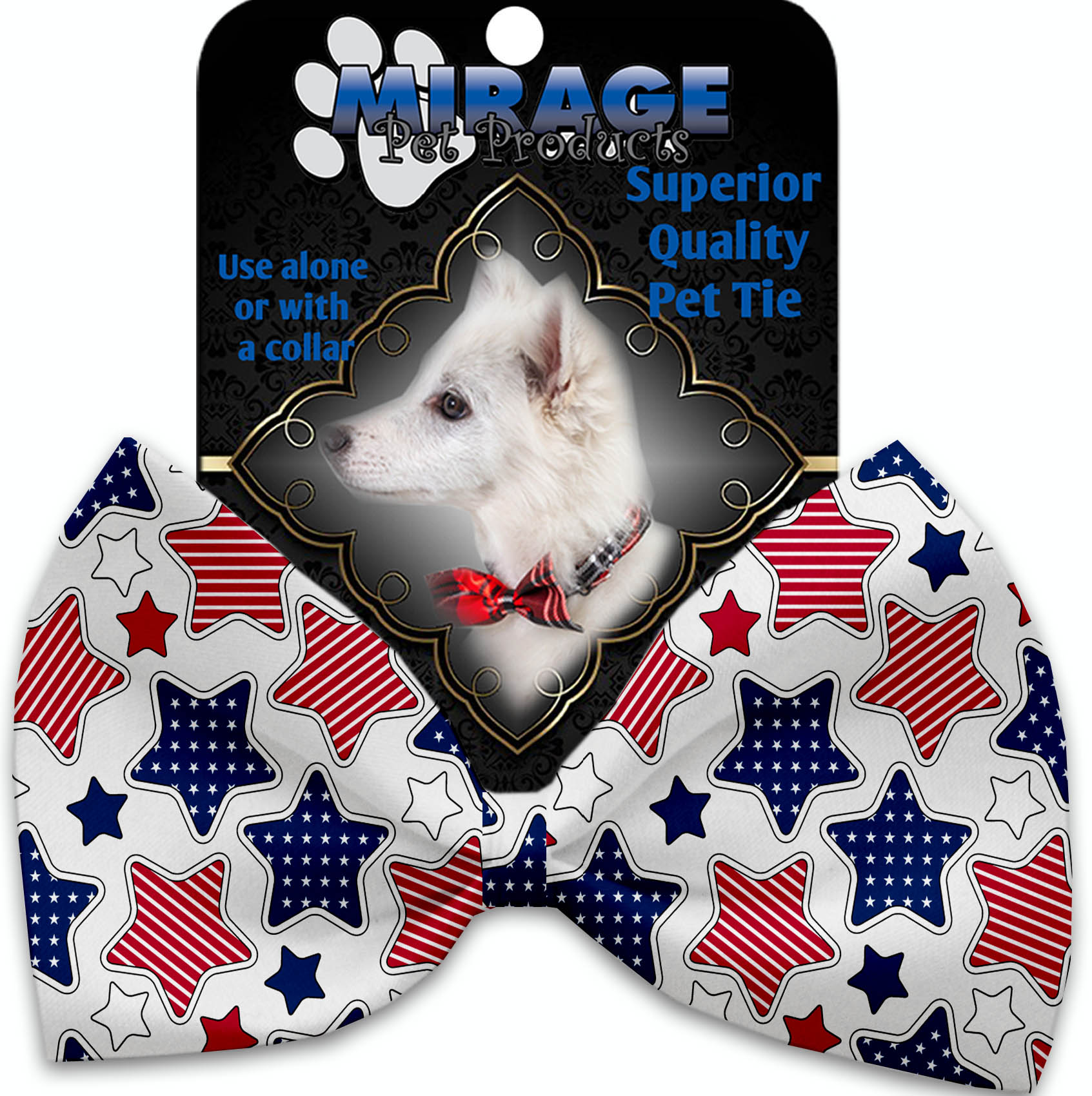 Patriotic Stars Pet Bow Tie Collar Accessory with Velcro