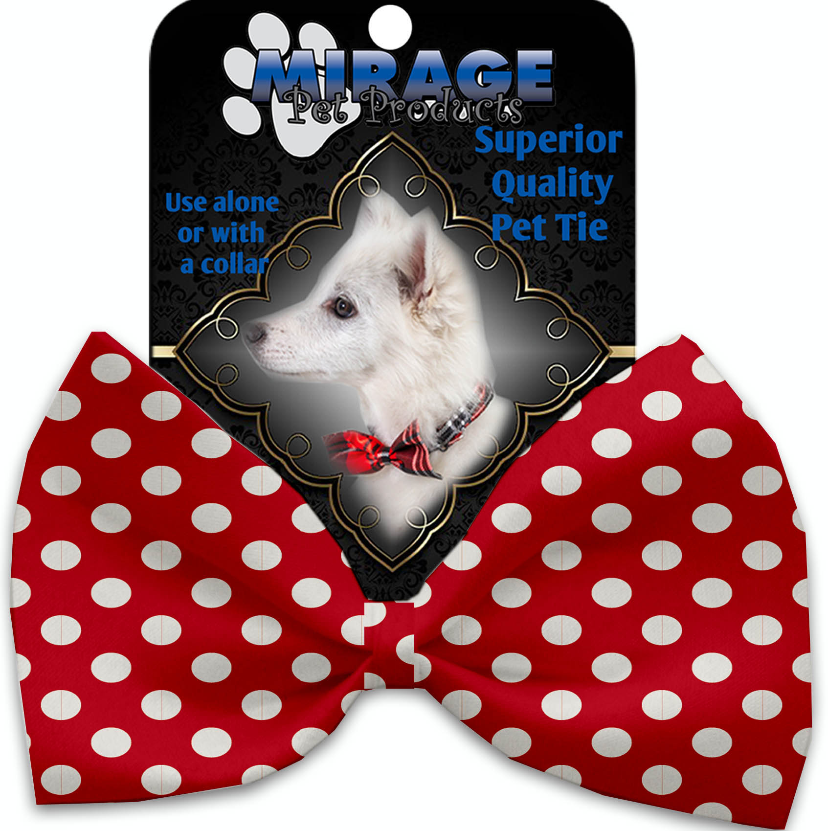 Red Swiss Dots Pet Bow Tie