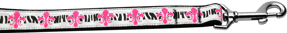 Pink Fleur de Lis Nylon Dog Leash 3/8 inch wide 4ft Long
