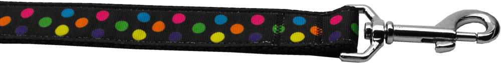 Black Multi-Dot Nylon Dog Leash 3/8 inch wide 6ft Long