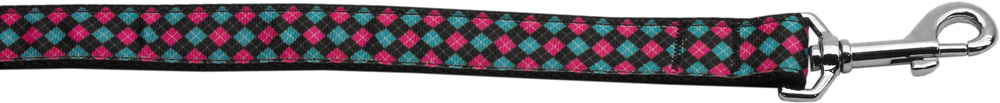 Pink and Blue Plaid Nylon Dog Leash 3/8 inch wide 6ft Long