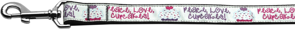 Peace Love Cupcakes 1 inch wide 4ft long Leash
