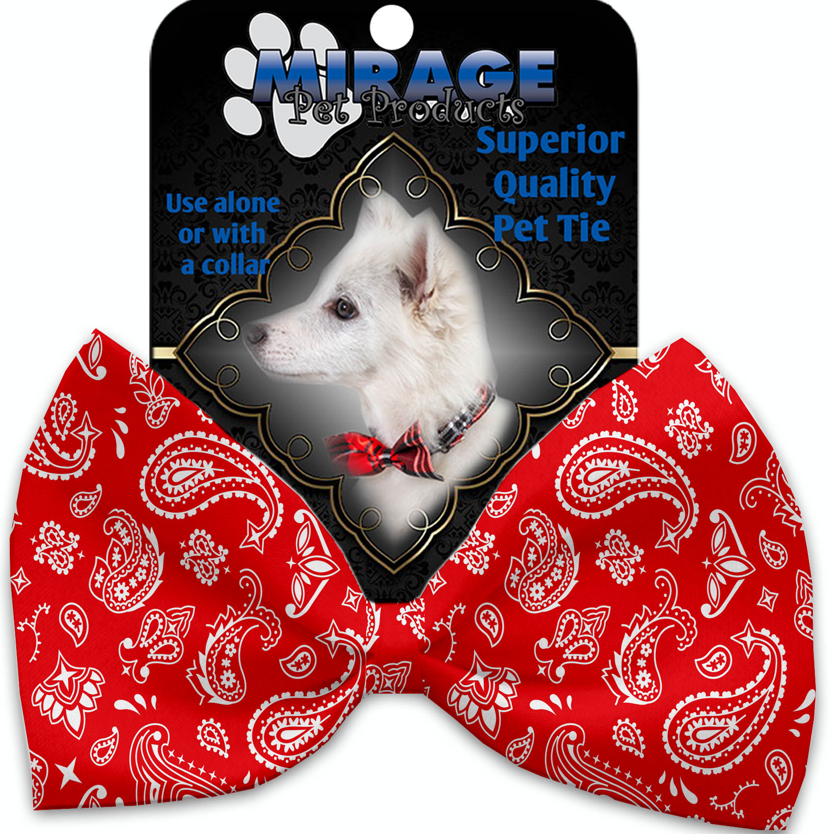 Red Western Pet Bow Tie Collar Accessory with Velcro