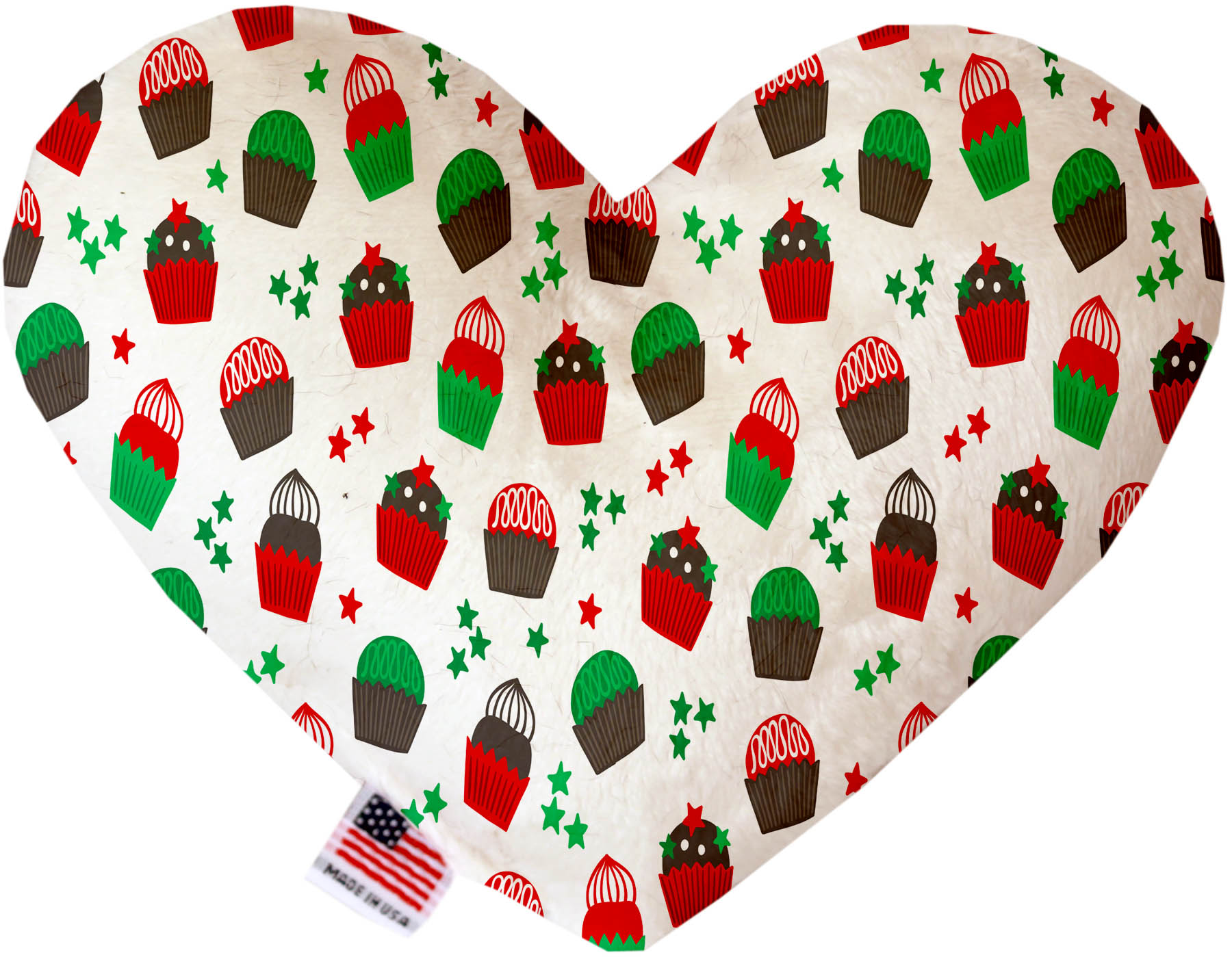 Christmas Cupcakes 8 Inch Heart Dog Toy