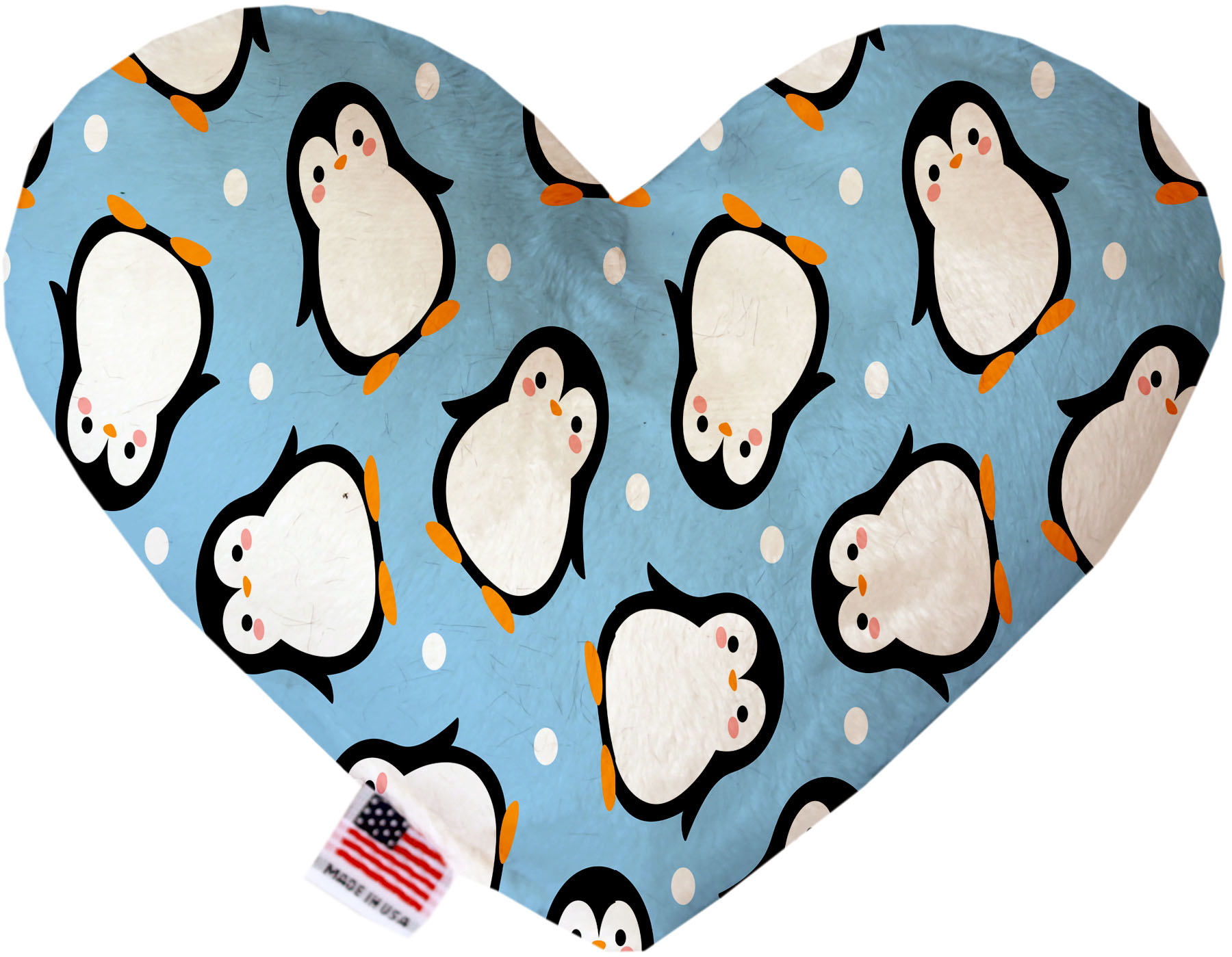 Penguins in Blue 8 Inch Heart Dog Toy
