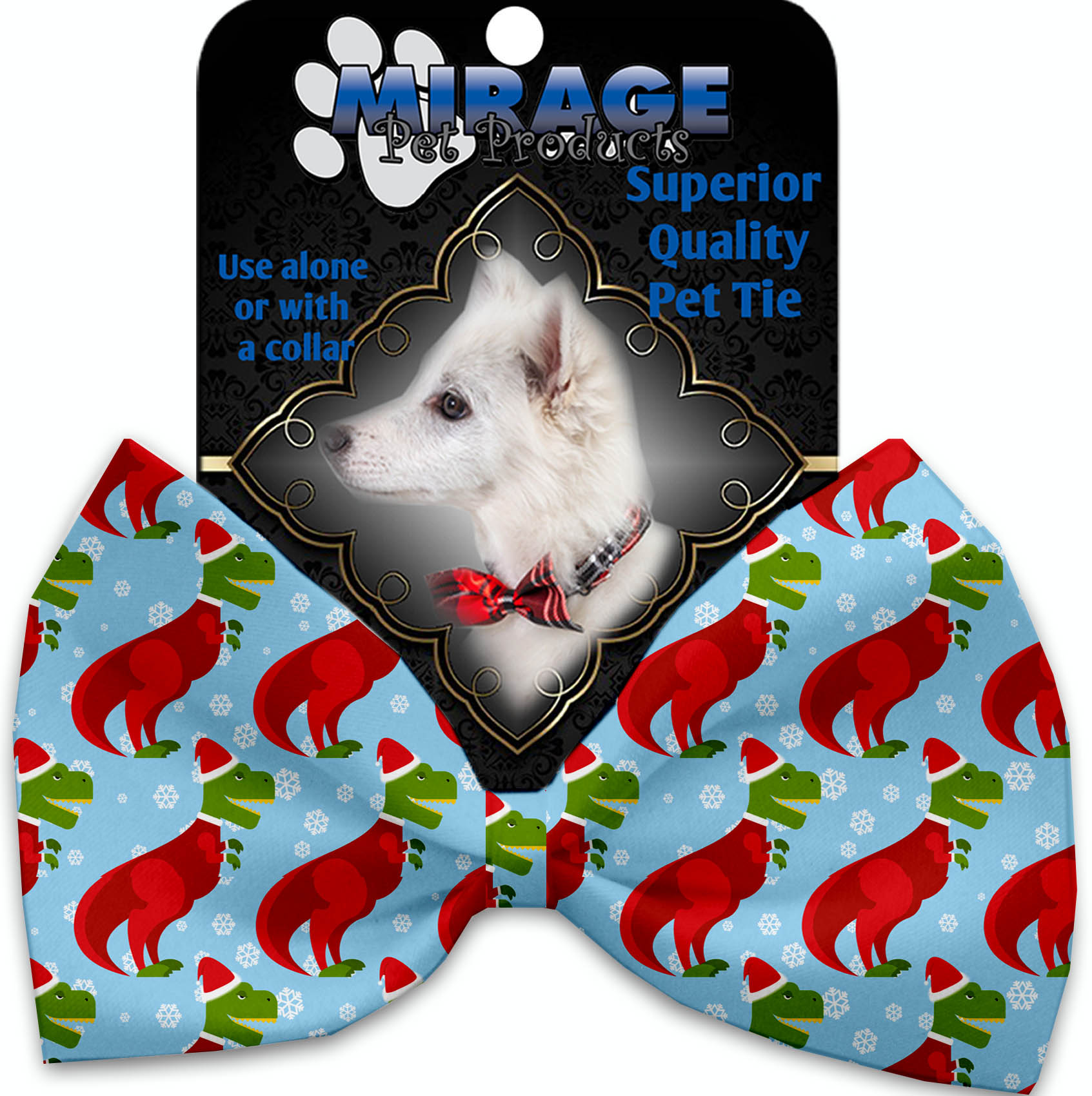Christmas T-rex Pet Bow Tie Collar Accessory with Velcro