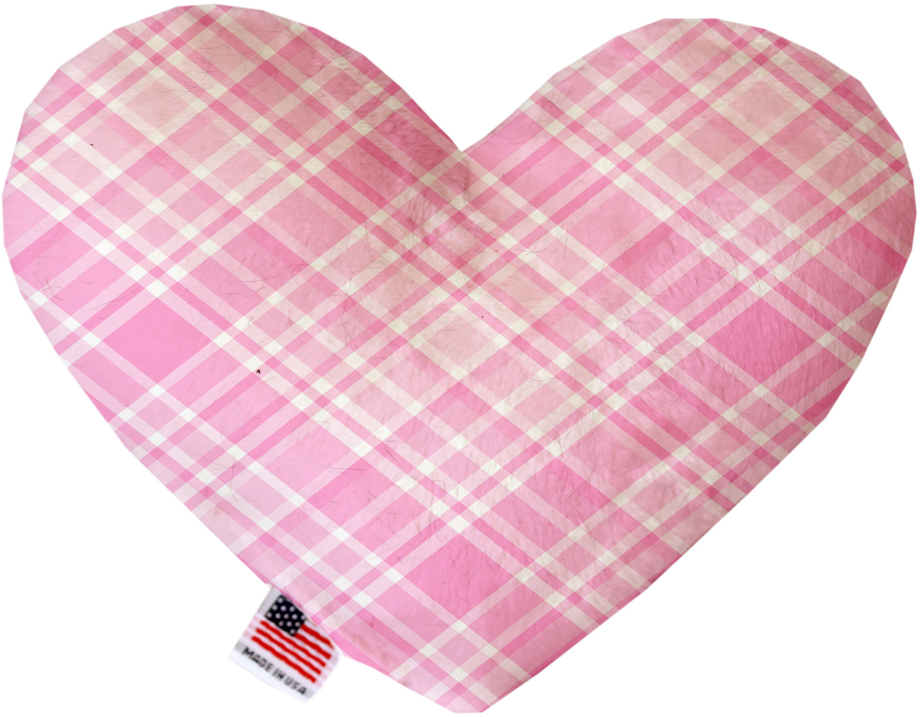 Cupid Pink Plaid 6 inch Heart Dog Toy