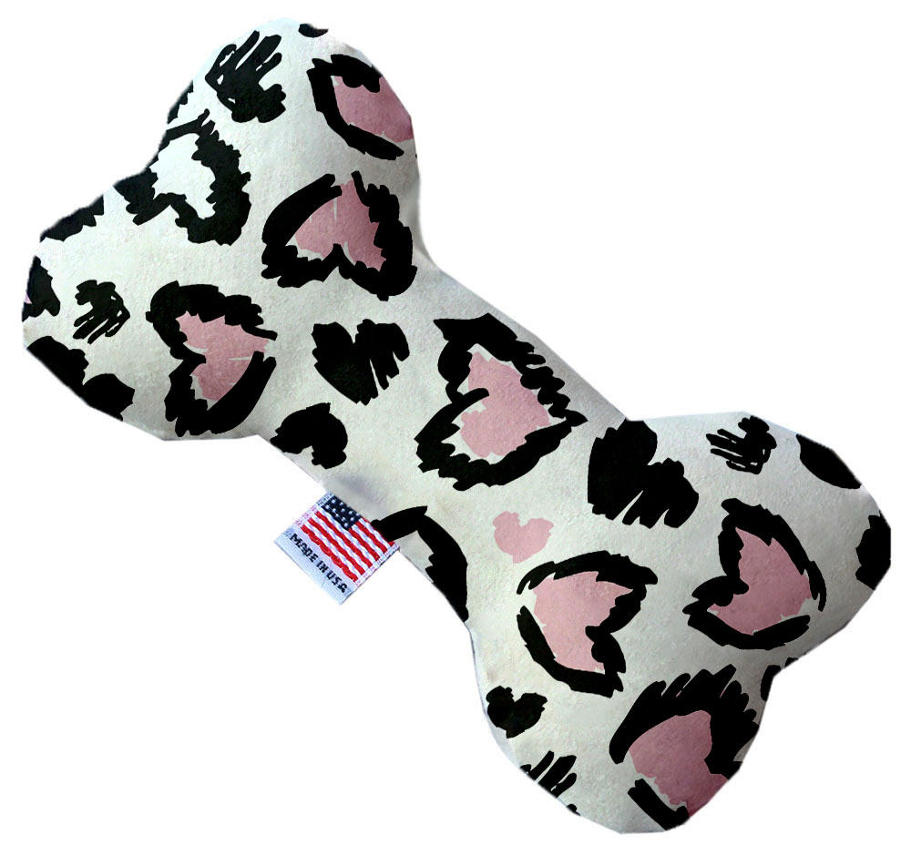 Pink Leopard Hearts 6 inch Bone Dog Toy
