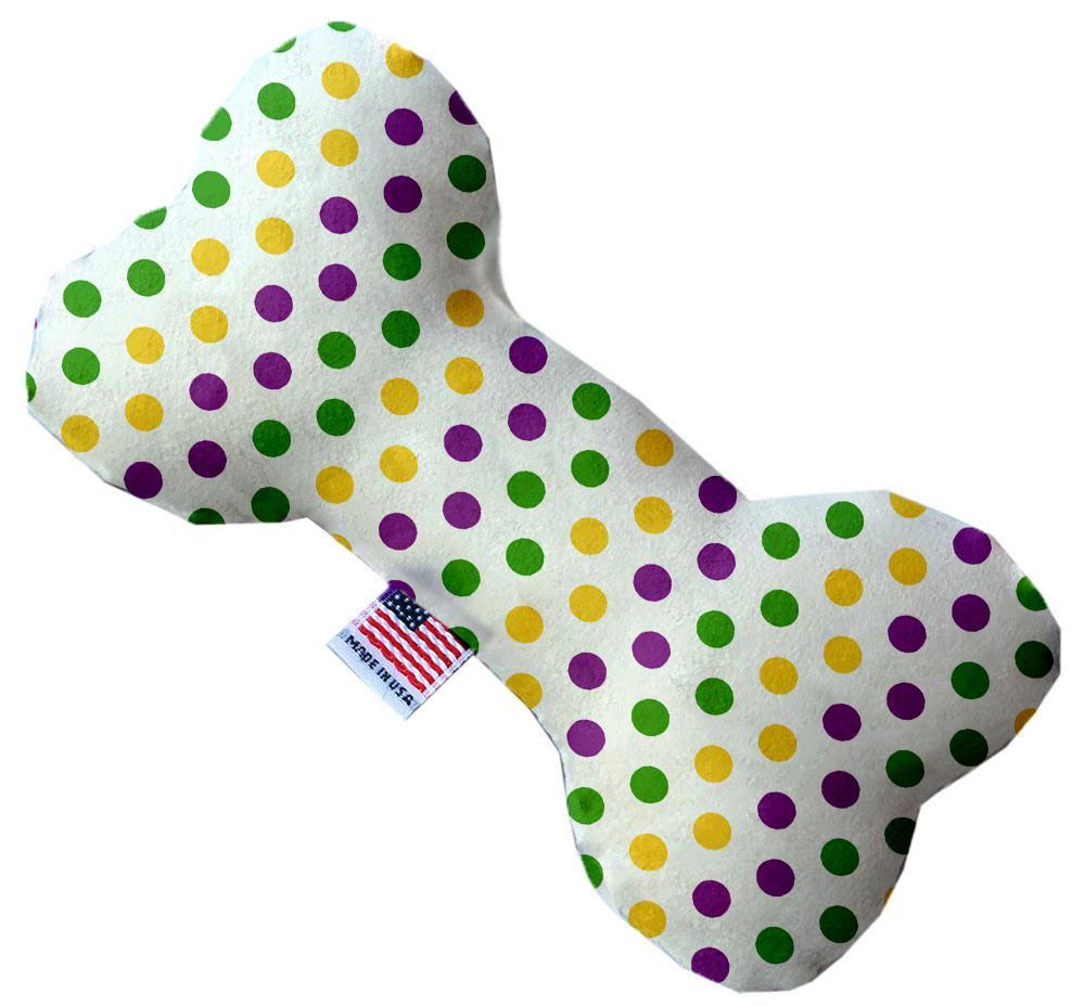 Mardi Gras Polka Dots 8 inch Heart Dog Toy