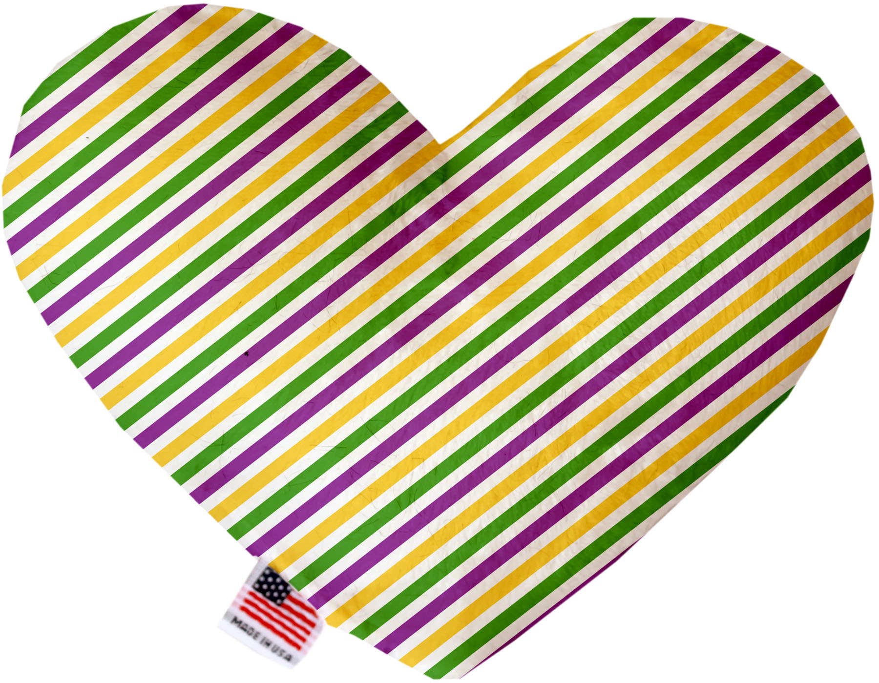 Mardi Gras Stripes 8 inch Heart Dog Toy