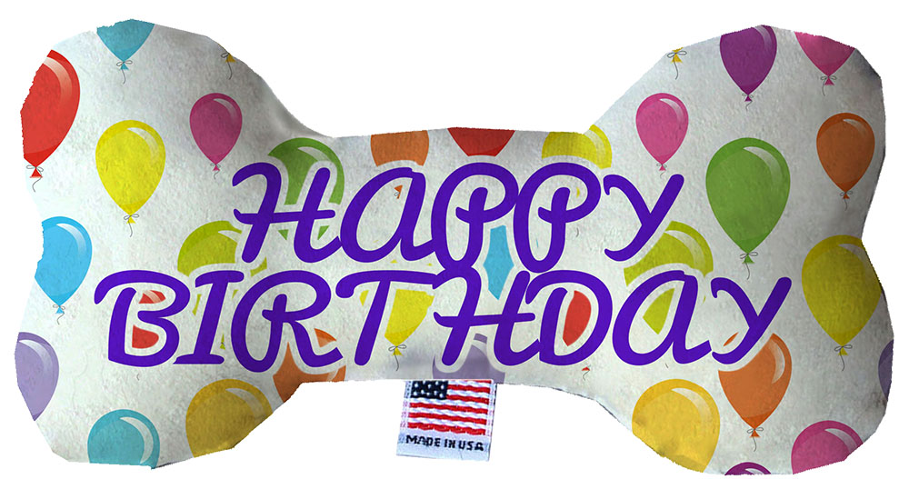 Happy Birthday Balloons 10 inch Fluffy Bone Dog Toy