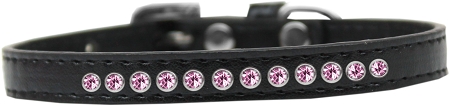 Bright Pink Crystal Size 14 Black Puppy Collar