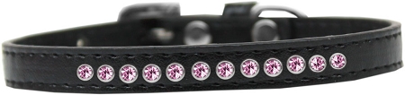 Light Pink Crystal Size 14 Black Puppy Collar