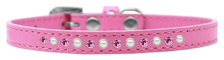 Pearl and Pink Crystal Size 12 Bright Pink Puppy Collar
