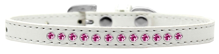 Bright Pink Crystal Size 12 White Puppy Collar