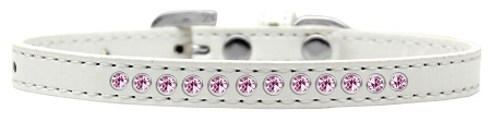 Light Pink Crystal Size 8 White Puppy Collar