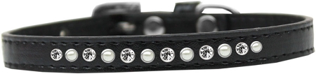 Pearl and Clear Crystal Size 8 Black Puppy Collar