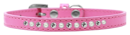 Pearl and Clear Crystal Size 16 Bright Pink Puppy Collar