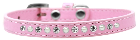 Pearl and Clear Crystal Size 8 Light Pink Puppy Collar