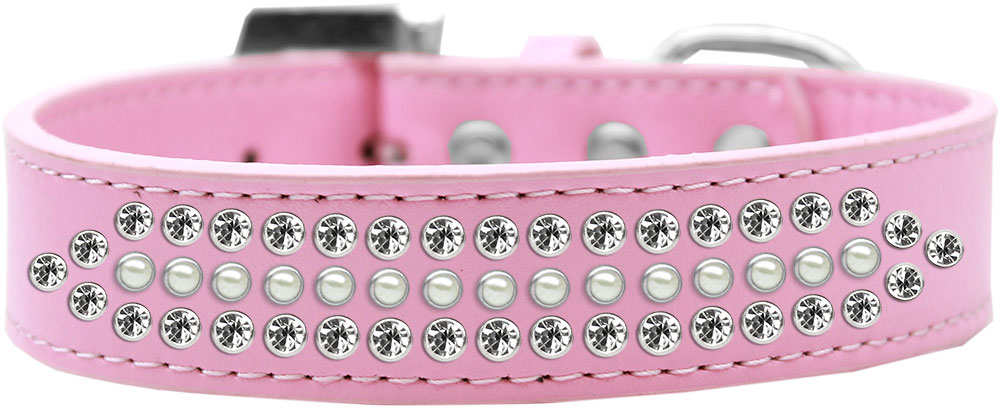 Ritz Pearl and Clear Crystal Dog Collar Light Pink Size 16