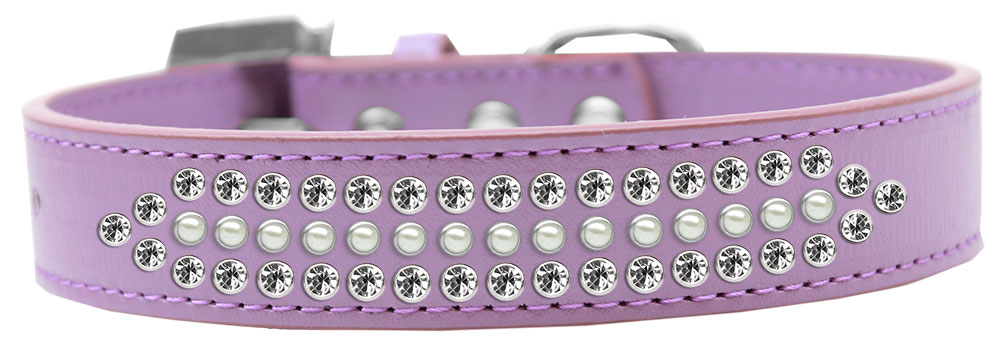 Ritz Pearl and Clear Crystal Dog Collar Lavender Size 20