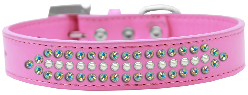 Ritz Pearl and AB Crystal Dog Collar Bright Pink Size 14