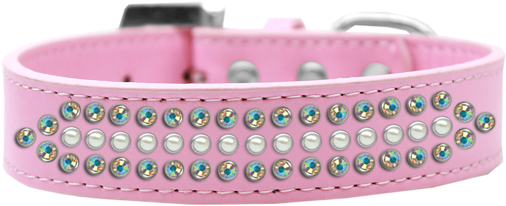 Ritz Pearl and AB Crystal Dog Collar Light Pink Size 16