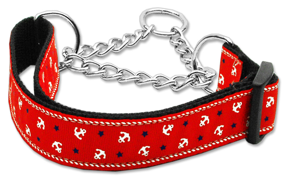 Anchors Nylon Ribbon Collar Martingale Red Large