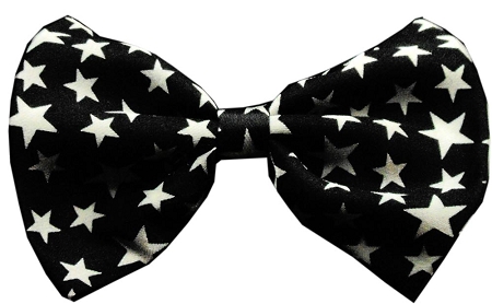Dog Bow Tie Black and White Stars