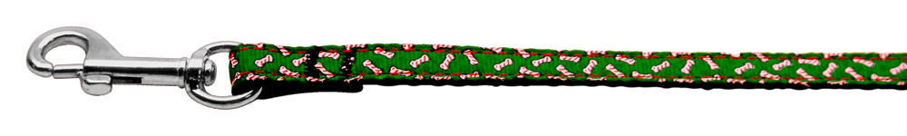 Candy Cane Bones Nylon and Ribbon Collars  3/8'' wide x 4' Leash