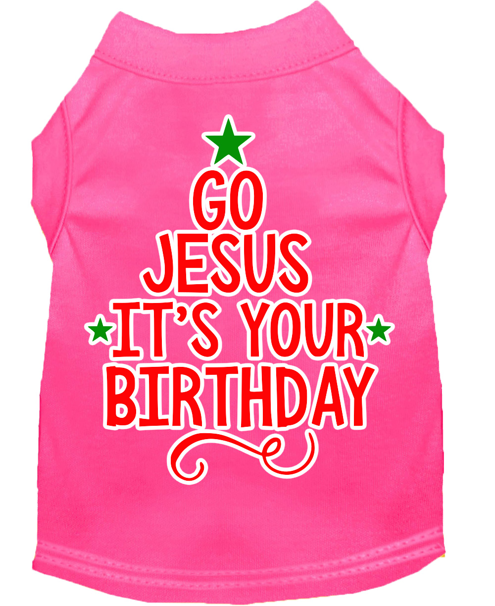 Go Jesus Screen Print Dog Shirt Bright Pink Sm