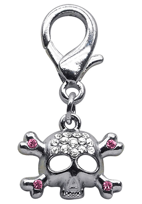 Lobster Claw Skull Charm Pink