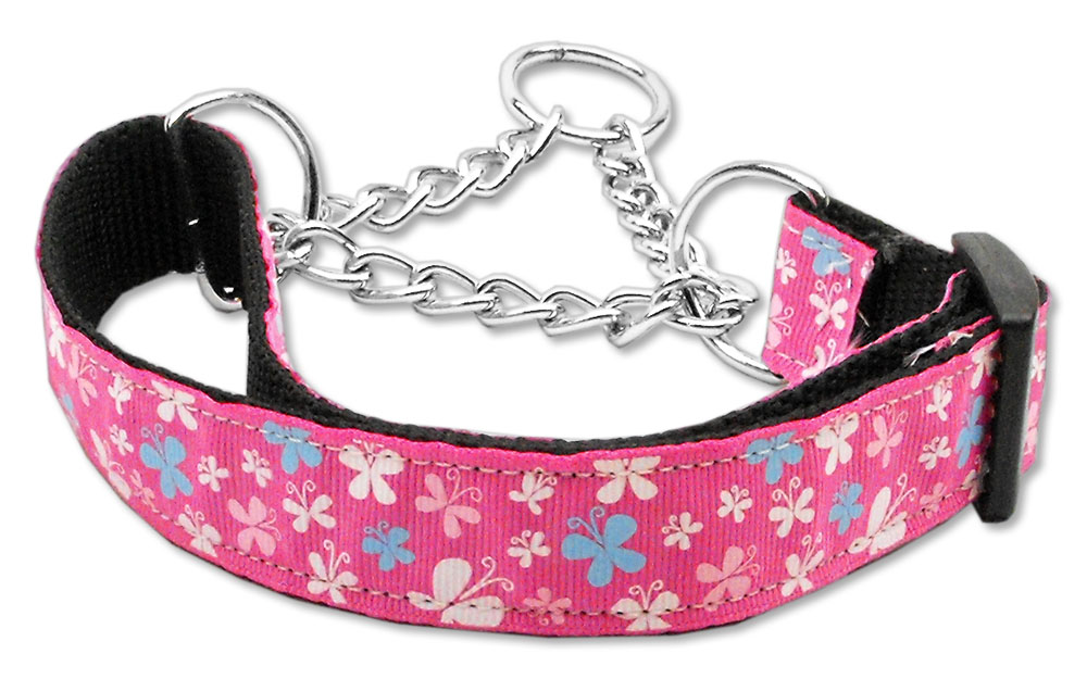 Butterfly Nylon Ribbon Collar Martingale Pink Large