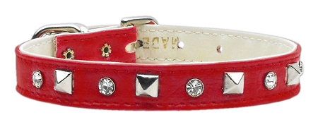 "Just the Basics" Crystal and Pyramid Collars Red 14