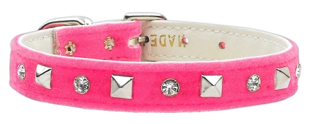 Velvet Crystal and Pyramid Collars Pink 10