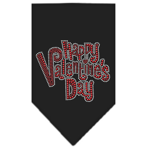 Happy Valentines Day Rhinestone Bandana Black Large