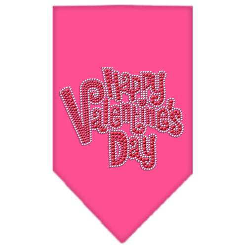 Happy Valentines Day Rhinestone Bandana Bright Pink Small
